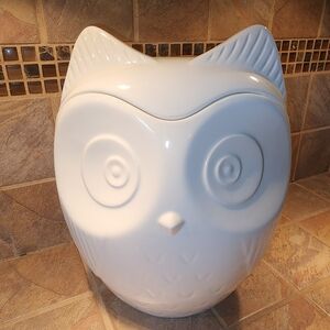 The Cellar Whiteware Owl 10.5” Cookie Jar Made For Macys - Retired